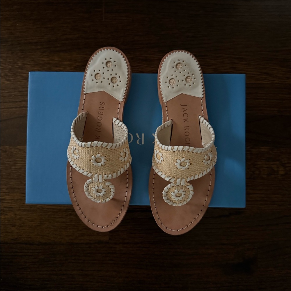 Jack Rogers Jacks Rattan Flat Sandals, Size 6